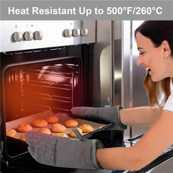 Oven Mitts and Pot Holders Set 6pcs Heat Resistant Non-Slip Silicone Gloves - Picture 5 of 7
